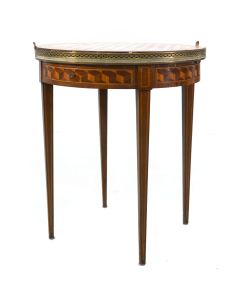 Table bouillotte à plateau amovible style Louis XVI marquetée