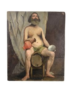 Portrait gentilhomme nu à l’huile sur toile époque XXème