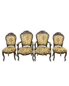 Salon chaises et fauteuils et bronzes dorés 4 pièces fin XIXème bois précieux