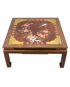 Table à thé asiatique laquée peinte fin XIXème