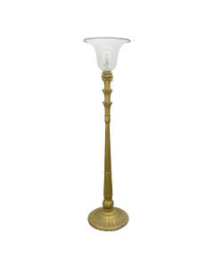Pied de lampe bois doré et verrerie Murano hauteur 186 cm