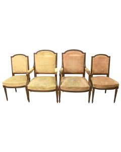 Salon chaises et fauteuils style Louis XVI 4 pièces fin XIXème en noyer 