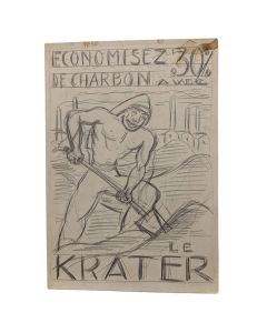 Lucien Roudier Eller Dessin sur papier années 30 