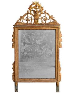 Miroir d'époque XVIIIème en bois laqué et doré Louis XVI