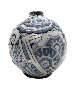 Vase Camille Faure boule émaillé époque 1926 Art Déco Modèle Mogador