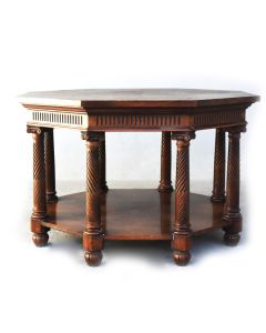 Table d'appoint octogonale double plateau noyer