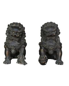 Chiens de fô asiatiques en bronze (paire)