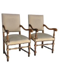 Paire de fauteuil Louis XIII à enroulement en hêtre