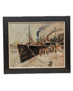 Voilier au port Huile sur isorelle signée Valadier XXème