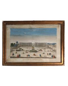 Gravure vue d'optique La place Louis XV à Paris