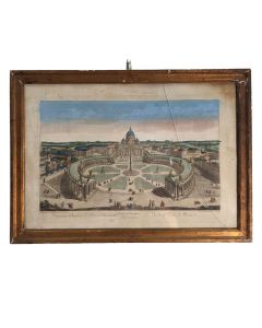 Gravure vue d'optique La vue de Saint Pierre de Rome