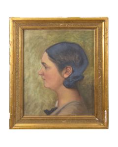 Portrait jeune fille huile sur isorelle 1932