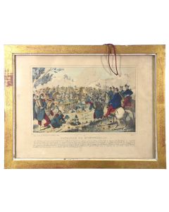 "La bataille de Montebello" gravure militaire époque XIXème polychrome