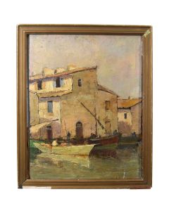 Huile sur panneau XXème vue de Martigues 