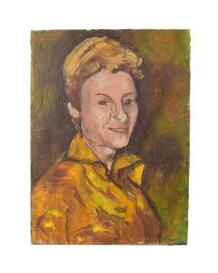 "Femme chemiser jaune" Portrait huile sur toile 1950