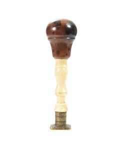 Sceau à cacheter de collection couleur beige clair et buis et bronze d'époque XIXème