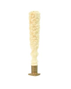 Sceau à cacheter de collection couleur beige clair sculpté de fleurs et bronze XIXème