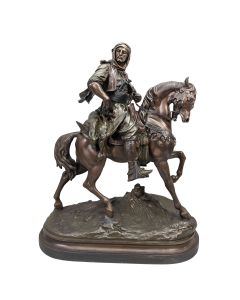 Cavalier orientaliste époque fin XIXème en régule signé Barye fils et Guillemin