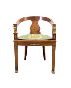 Fauteuil de bureau Empire retour d'Égypte en acajou bronze doré XIXème