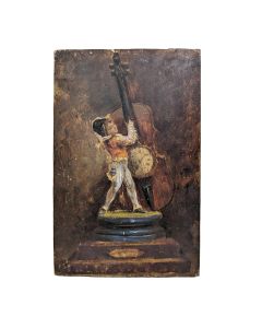 Enfant musicien huile sur panneau époque XIXème