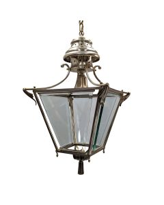 Lustre lanterne en bronze argenté 