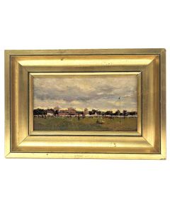 Champ de course hippique par Alfred Casile école Française fin XIXème