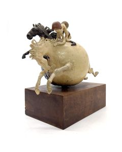 Course hippique sculpture en céramique émaillée XXème