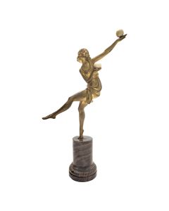 Danseuse aux boules bronze chryséléphantine par Bouraine 1930 Art déco 