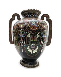 Vases en cloisonné aux anses ancien