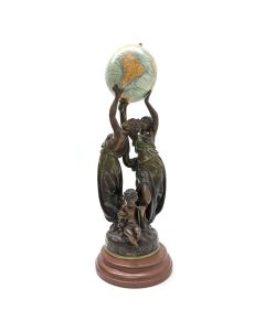 Statuette régule l'univers les 3 garces au globe terrestre 1900