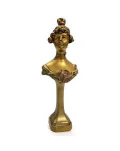 Sceau à cacheter 1900 en bronze femme art nouveau signé Caron