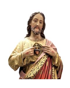 Statue du Christ sacré cœur en carton bouilli époque XIXème 