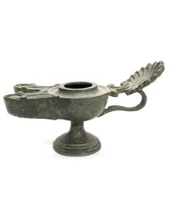 Lampe à huile ancienne en bronze antique souvenir du grand tour 
