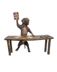 Bronze de Vienne le chien jouant aux cartes