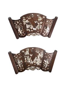 Panneau décoratif incrustées de nacre asiatique (paire)
