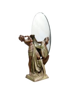 Jeune fille drapée bronze style Art Nouveau double patine verte