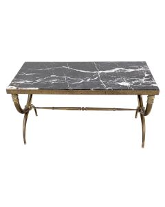 Table basse 1940 en bronze dessus marbre 