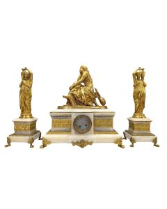 Sappho Garniture en bronze doré et onyx par Alexandre Schoenewerk 
