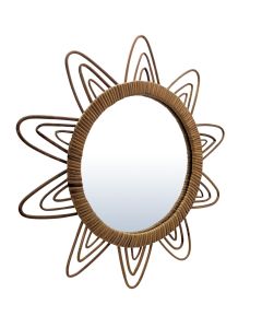 Miroir en rotin années 50 