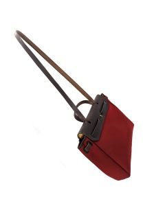 Besace Hermès en toile rouge et cuir modèle Herbag 