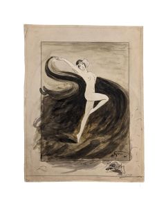 Dessin lavis illustrateur Ernest Gayac (1870-1942)