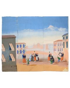 Papier peint marouflé sur toile scènes militaires XIXème 