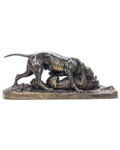 Bronze animalier de Pierre-Jules Mêne chien et renard 