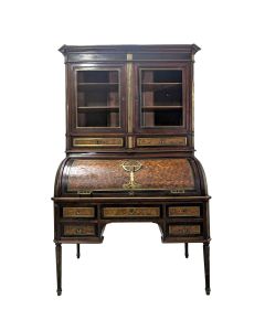 Rare cylindre XVIIIème en marqueterie de bois de bout