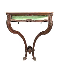 Console style Louis XV en noyer formant vitrine d'époque 1900