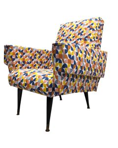 Fauteuil design 1950 recouverts de tissu vintage