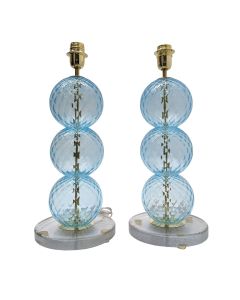 Paire de lampes en verre soufflé de Murano 