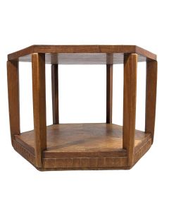 Table basse hexagonale 1930 moderniste en acajou