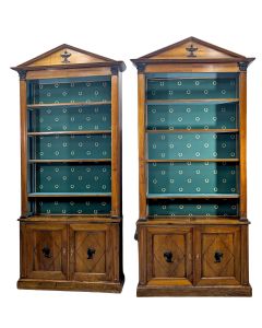 Paire de bibliothèques bibus de style directoire en merisier 