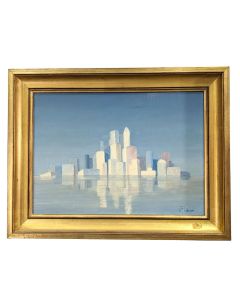 Toile abstraite skyline cubiste par Philippe Lazare 